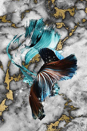 Картина Betta fish, 40х59.3 см, півник довгохвостий блакитний., фото 3