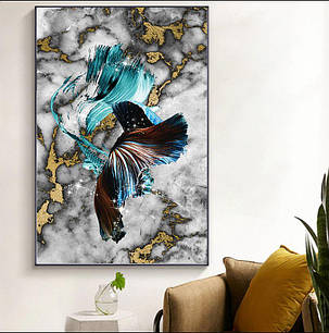 Картина Betta fish, 40х59.3 см, півник довгохвостий блакитний., фото 1