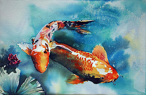 Картина Koi, 60х80 см, коропи в ставку., фото 3