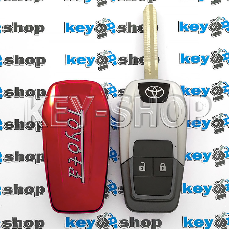 Корпус выкидного автоключа для Toyota (Тойота) 2 кнопки, под переделку, лезвие TOY43 (под переделку) красный - фото 2 - id-p1563570325