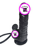 Надувний реалістичний фалоімітатор із грушею "Blow Me Up" - 19*4,2 см - Чорний, фото 2