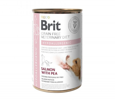 Вологий корм Brit GF VetDiet (Бріт ВетДієт) Dog Hypoallergenic для собак із харчовою алергією або непереносимістю з лососем 400 г