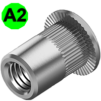 Заклепка різьбова з буртиком та насічками WS 9315, нержавіюча сталь A2, М10 X 19