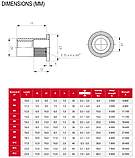 Заклепка різьбова з буртиком без насічки WS 9315, нержавіюча сталь A2, М8 X 18.5, фото 2