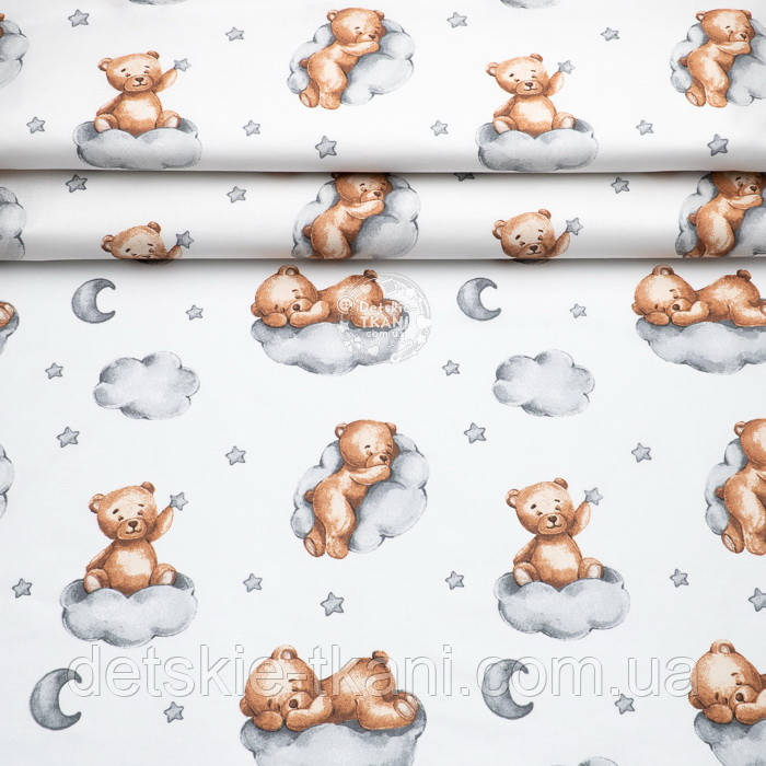 Ранфорс шириною 240 см "Ведмежа на сірій хмарі" на білому тлі, №4013, фото 1