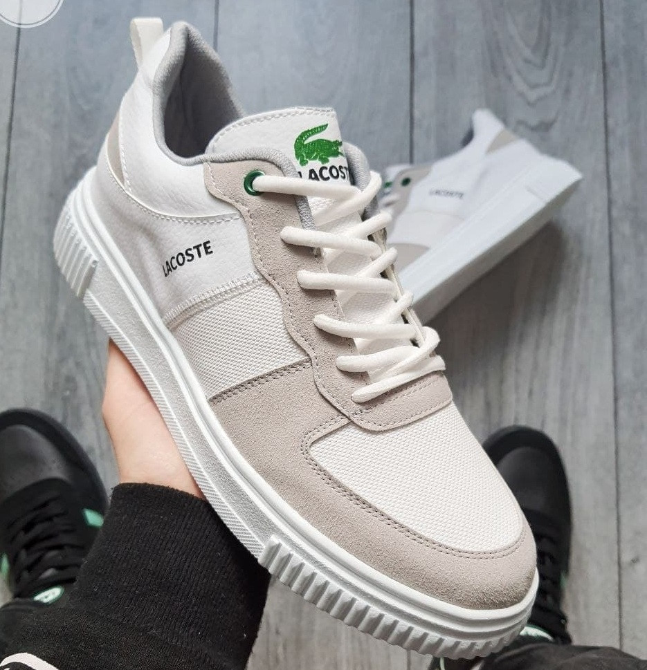 Чоловічі кеди Lacoste кросівки весна-осінь-літо білі. Живе фото. Туреччина. Топ, фото 1
