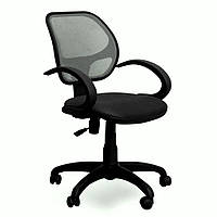 Кресло офисное Байт подлокотники АМФ-5 сиденье сетка черная, спинка сетка красная (AMF-ТМ) підлокітники АМФ-5, сидіння тканина А-1, спинка Сітка Сіра