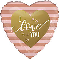 Фольгована куля 18’ Pinan на День закоханих, серце, I love you, рожевий, 44 см
