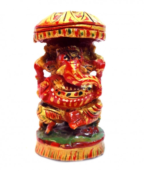 Ганеш дерев'яний під парасолькою з розписом С5516-3