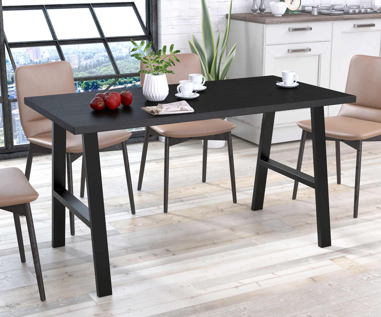 Стіл обідній Атлант LD 138х70х76 см Венге Луїзіана. Кухонний стіл лофт із металу, фото 1