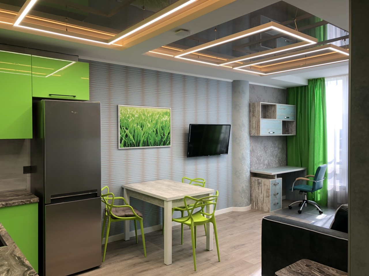 Лінійний світильник 180W прямокутник білий 1240 x640м, фото 1