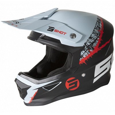 МОТОШОЛОМ SHOT RACING FURIOUS STORM BLACK GREY RED MATT