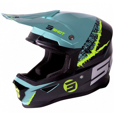 МОТОШОЛОМ SHOT RACING FURIOUS STORM GREY GREEN NEON YELLOW GLOSSY, фото 1