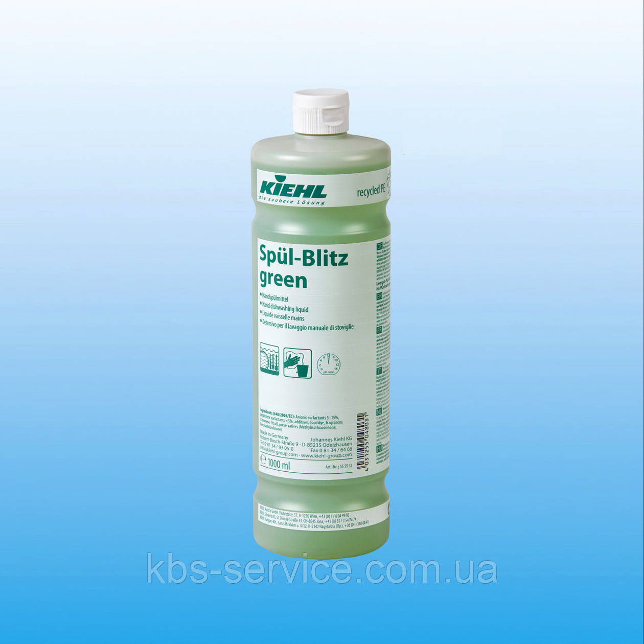 Засіб для ручного миття посуду з підсилювачем блиску Spul-Blitz green, 1 л, Kiehl