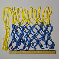 Баскетбольная сетка "Тренировочная", шнур диаметром 3,5 мм. (укороченная) желто-синяя