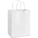 Паперовий пакет крафт з ручками білий 200х100х220 мм (упаковка 100 шт), фото 2