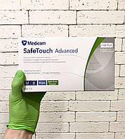 Нитриловые перчатки Medicom SafeTouch Advanced, размер М, зеленые, 100 шт