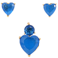 Набор Xuping Позолота 18K Серьги Кулон "Синий кристалл сердце"