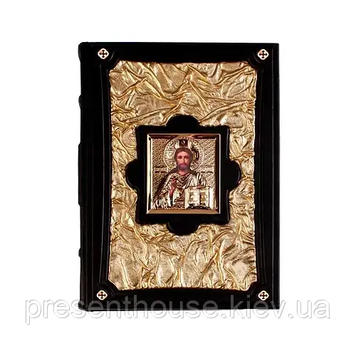 Книга кожаная Библия золотая с иконой (М1) - фото 1 - id-p93972467