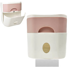 Тримач для туалетного паперу та серветок рожевий Ecoco з полкою Органайзер у ванну кімнату