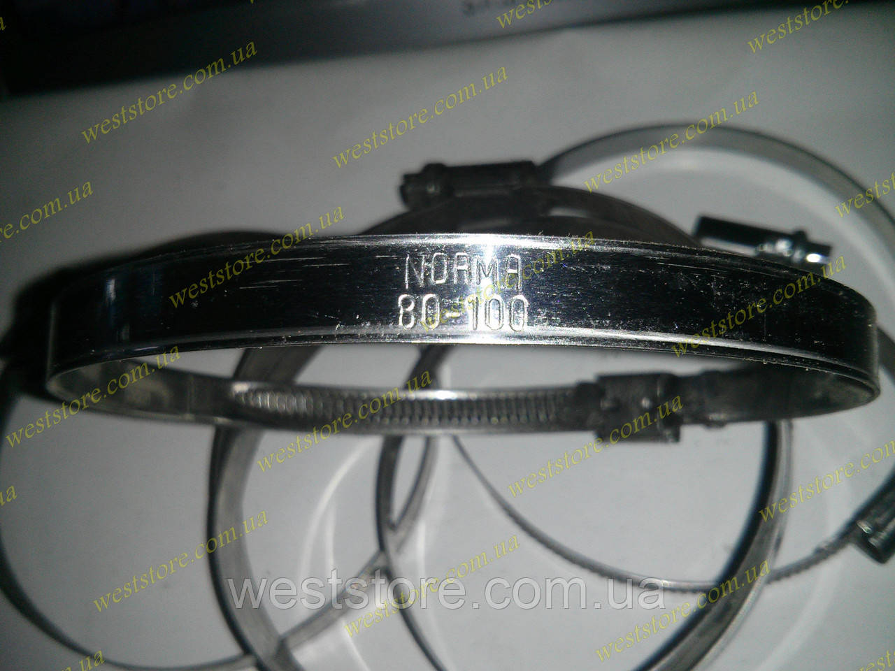 Хомут черв'ячний Norma W2 80-100 мм (нержавіючої), фото 1