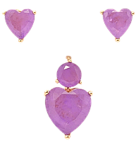 Набор Xuping Позолота 18K Серьги Кулон "Фиолетовый кристалл сердце"