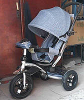 Azimut T-350 AIR детский трехколесный велосипед-коляска с фарой. DENIM