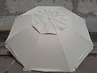 Пляжний зонт 2.0 м клапан і нахил. Щільна тканина. Тканинний чохол. Ніжно-сірий