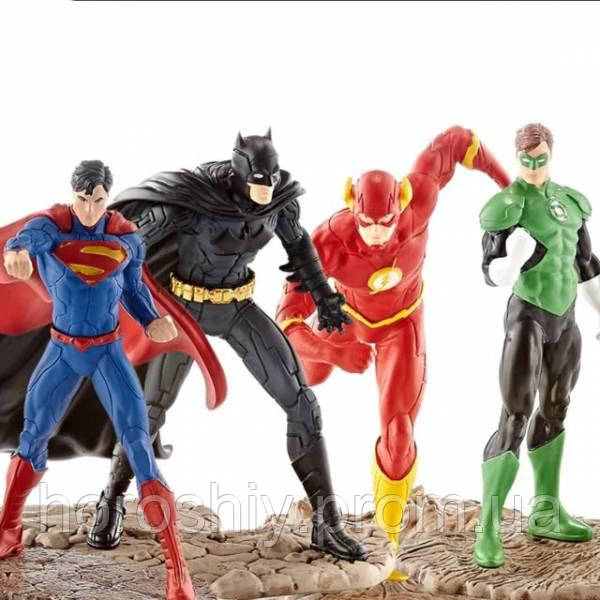 Набор игровых фигурок супергероев Schleich Бэтмен Супермен Флеш Зелёный Фонарь - фото 2 - id-p1557803125