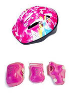 Защита + шлем Розовый для катания на роликовых коньках и скейтбордах