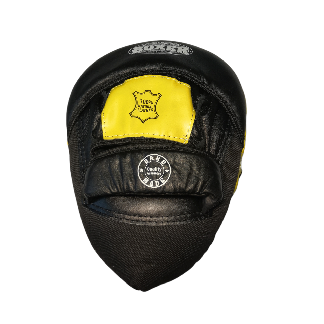 Лапы боксерские BOXER гнутые Элит кожа черно-желтые - фото 3 - id-p1563734413