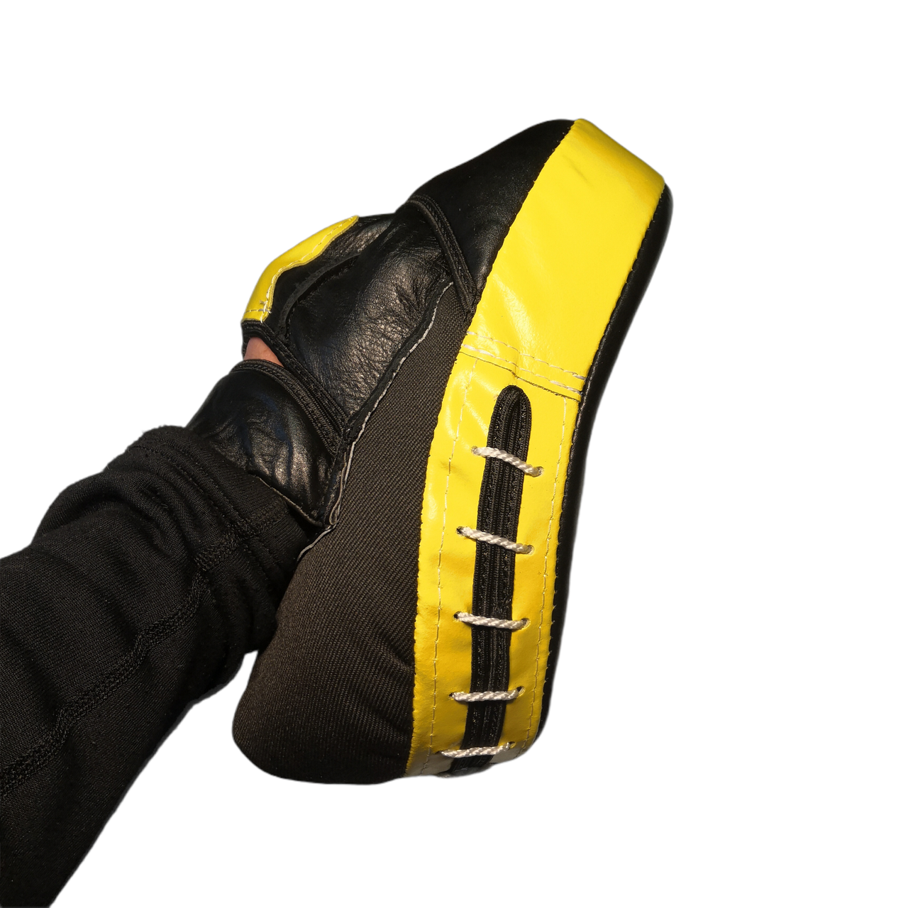 Лапы боксерские BOXER гнутые Элит кожа черно-желтые - фото 2 - id-p1563734413