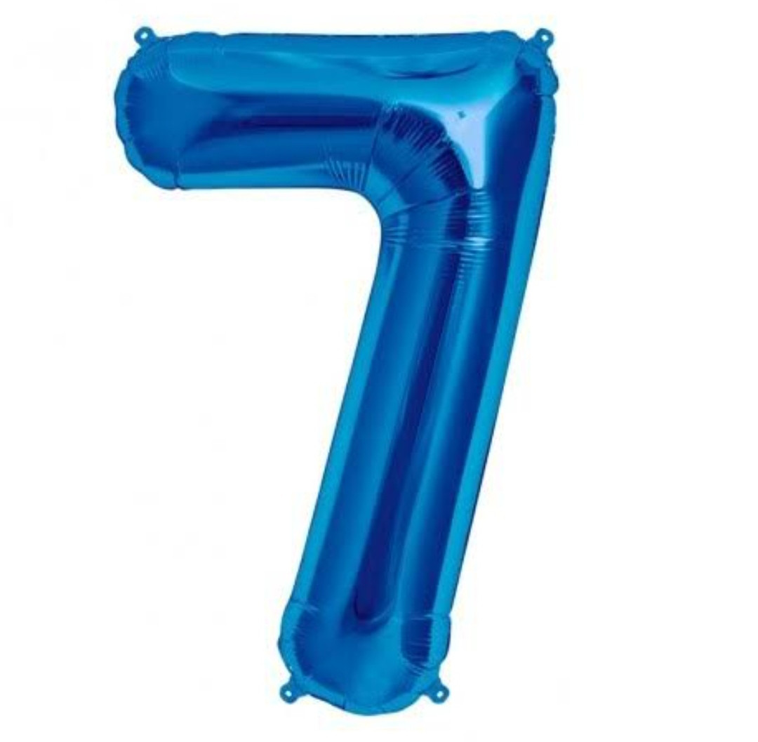 Фольгована кулька цифра "7" синя 75 см, фото 1