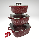 Набір посуду з гранітним антипригарним покриттям Higher Kitchen HK-312, Набір каструль і сковорода ( Казан ), фото 6