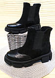 Челсі жіночі чорні на товстій підошві черевики шкіра замш бренд Mante весна осінь на гумках, фото 10