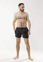 Мужские короткие плавательные шорты с карманами спортивные из плащевки с принтом cерый камуфляж
