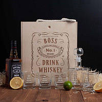 Набор для виски 5 предметов Boss №1 Drink whiskey в ящике 37*31*11 см. 132275