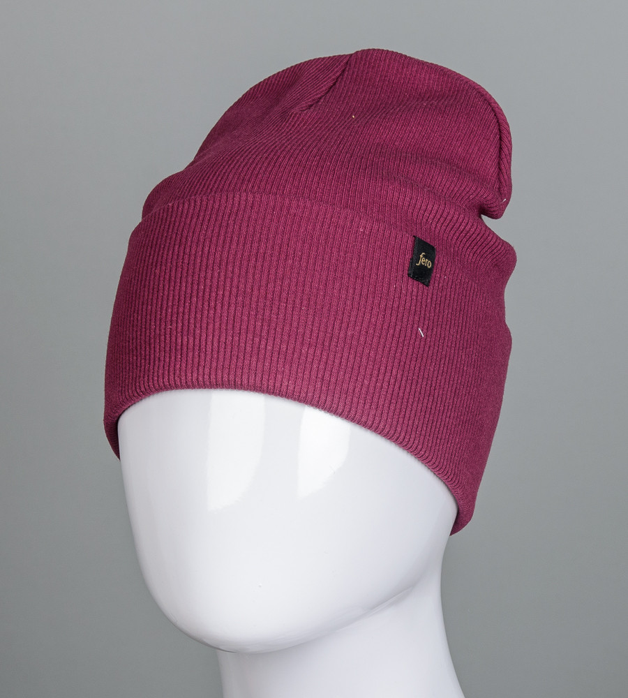 Шапка трикотажна Рубчик з відворотом FERO (20216), Марсала, фото 1