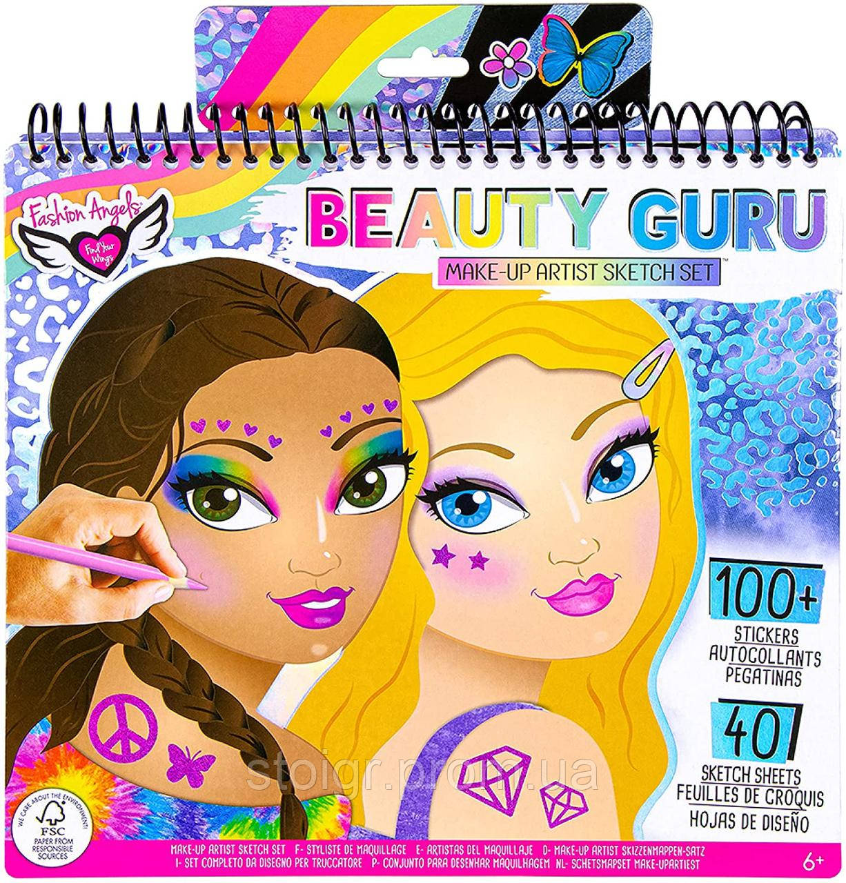 Портфоліо скетчбук ескізів макіяжу та дизайну волосся Fashion Angels Make-up and Hair Design Sketch Portfolio