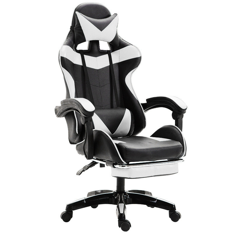 Купить Кресло геймерское RACER WHITE с подставкой для ног белое игровое ...