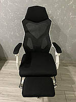 Крісло офісне ТКАНИНА K&M ЧОРНО-біле Компютерне крісло з тканини Геймерское кресло Кресла Крісла Стулья Стул