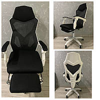 Компютерне крісло K&M БІЛО_ЧОРНЕ Кресло сетчатое компьютерное Кресло тканевое мягкое Крісло з тканини офісне