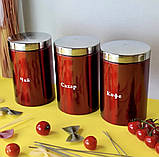 Набір банок для сипких продуктів чай, кава, цукор 3 шт. Edenberg EB-143 Набір ємностей для сипких продуктів, фото 2