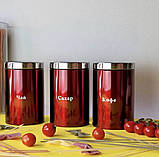Набір банок для сипких продуктів чай, кава, цукор 3 шт. Edenberg EB-143 Набір ємностей для сипких продуктів, фото 3