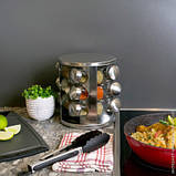 Набір для спецій на підставці 12 ємкостей з нержавіючої сталі Edenberg EB-4023 Набір банок для спецій Кругла, фото 6