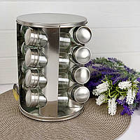 Набір для спецій на підставці 16 ємкостей з нержавіючої сталі Edenberg EB-4024 Набір банок для спецій Кругла