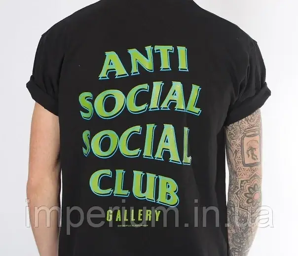 Чорна стильна футболка anti social social club assc | gallery