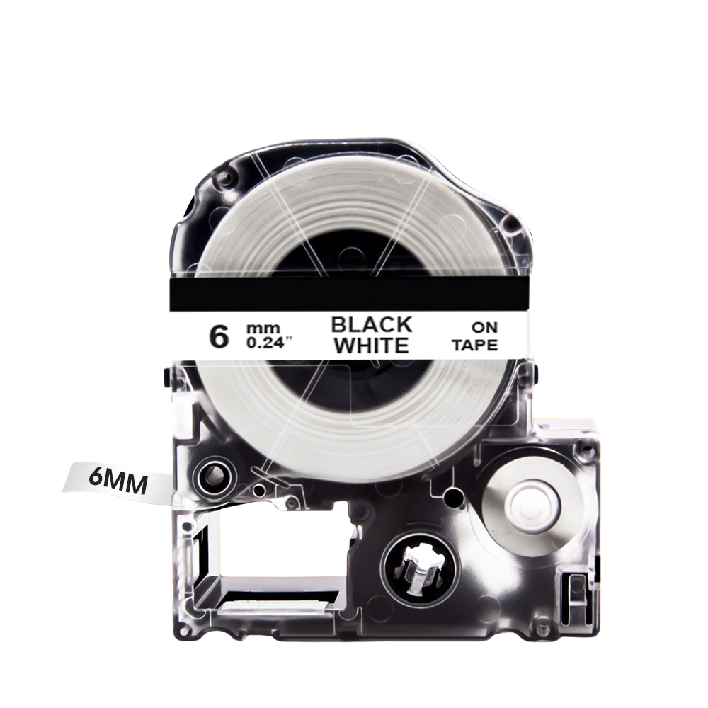 Картридж зі стрічкою для принтера Epson LabelWorks LK2WBN 6 мм 8 м Чорний/Білий