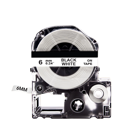 Картридж зі стрічкою для принтера Epson LabelWorks LK2WBN 6 мм 8 м Чорний/Білий, фото 2
