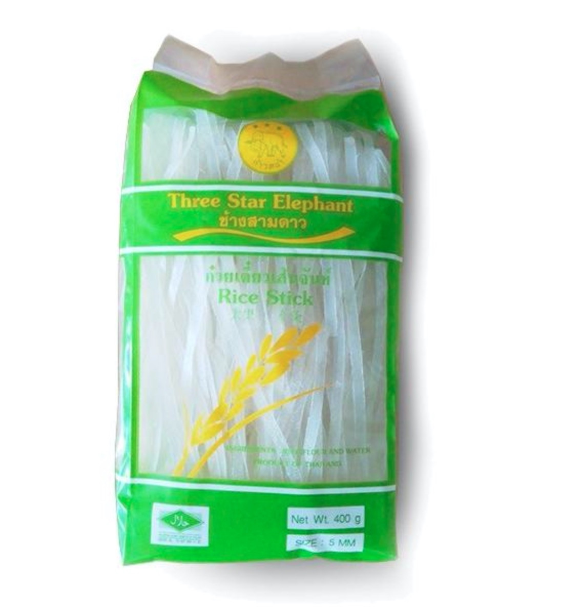 Рисова локшина THREE STAR ELEPHANT Thai Rice Noodles 5 мм Таїланд, 400 г